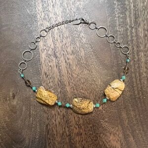 Gold Pendant Necklace with Gemstones